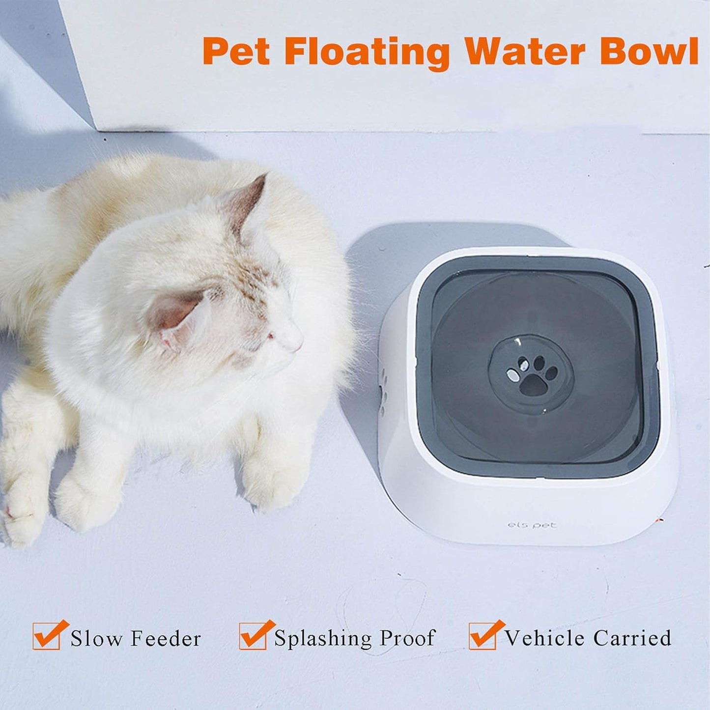 Dog Water Bowl - No-Slip Pet Water Dispenser and Slow Feeder Bowl, 35Oz Capacity