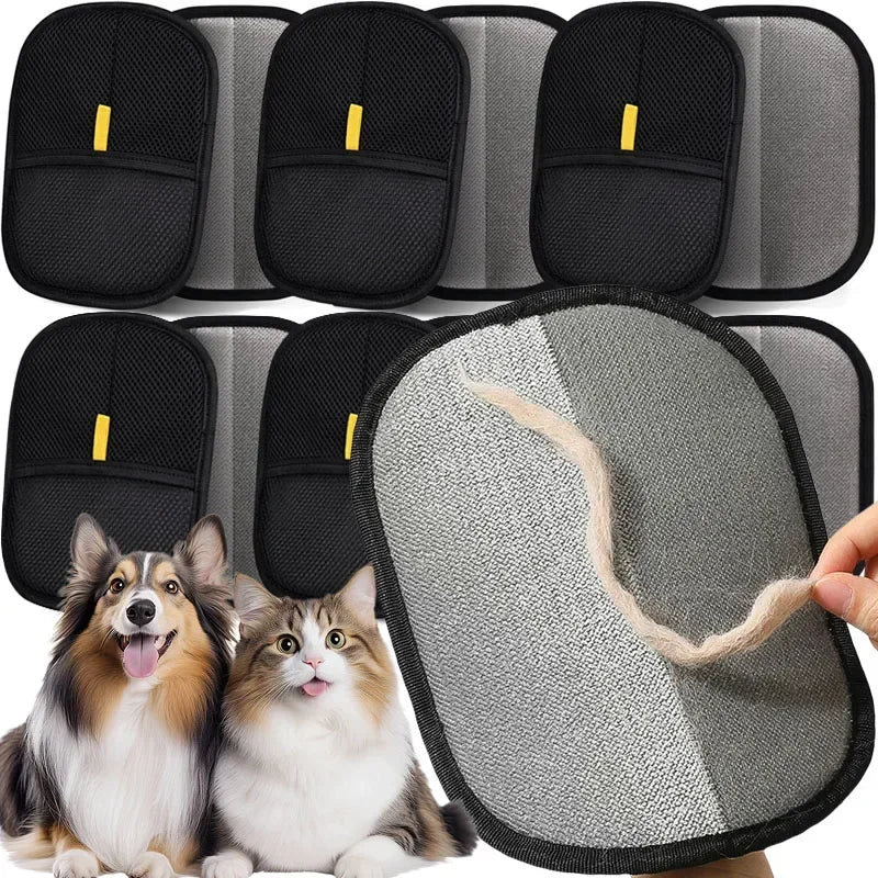 Pet Hair Remover Brush Kitten Hair Remover Gloves Deshedding Brush Glove for Dog Cat Double-Sided Fur Hair Cleaning for Carpet